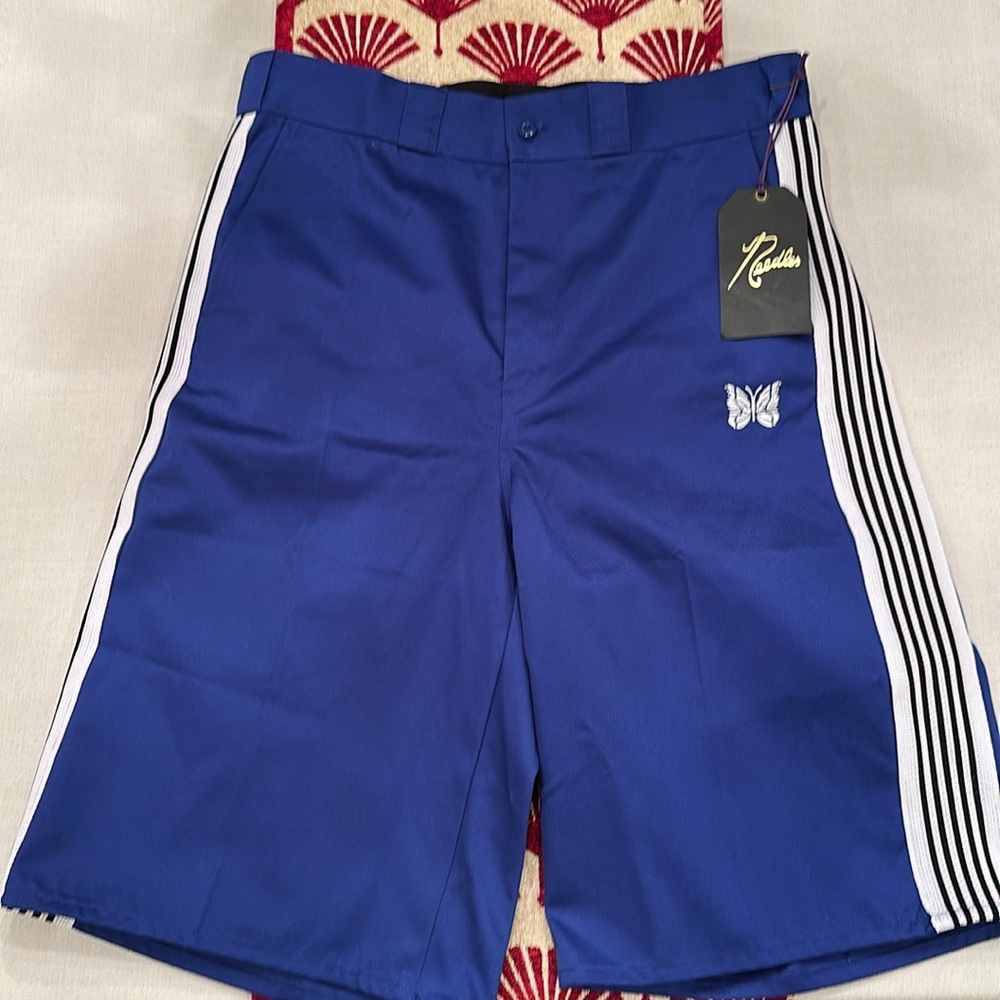 Needles webbing trimmed embroidered twill shorts